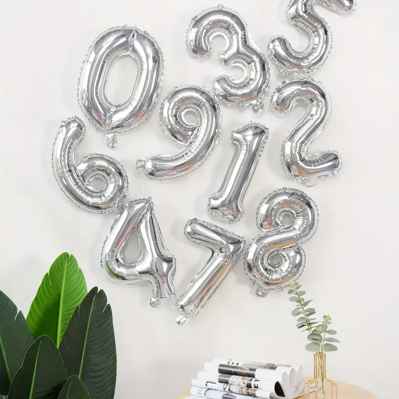 GLOBOS PARA FIESTA DE NUMEROS COLOR PLATA y DORADO ART:FB0001 AL 010 - Imagen 1