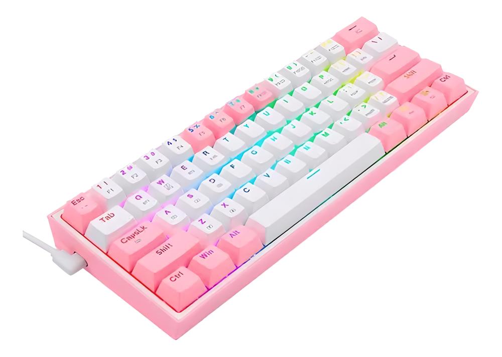 TECLADO MECÁNICO COMPACTO CON RETROILUMINACIÓN Y DISEÑO ROSA PASTEL K616-RGB PW-SP - WP-SP - Imagen 1