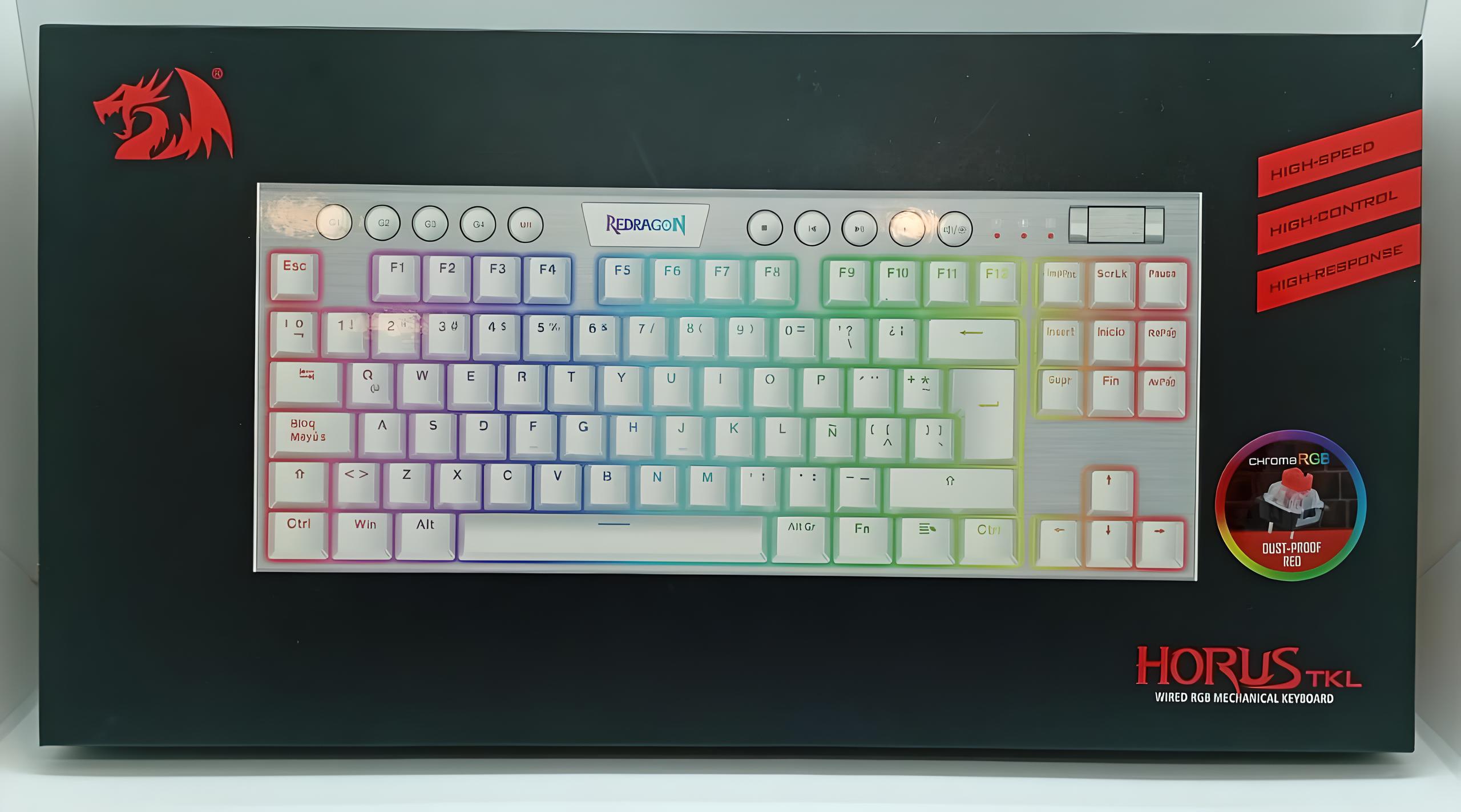 TECLADO MECÁNICO SWITCHES ROJOS HORUS TKL K622W-RGB - Imagen 1