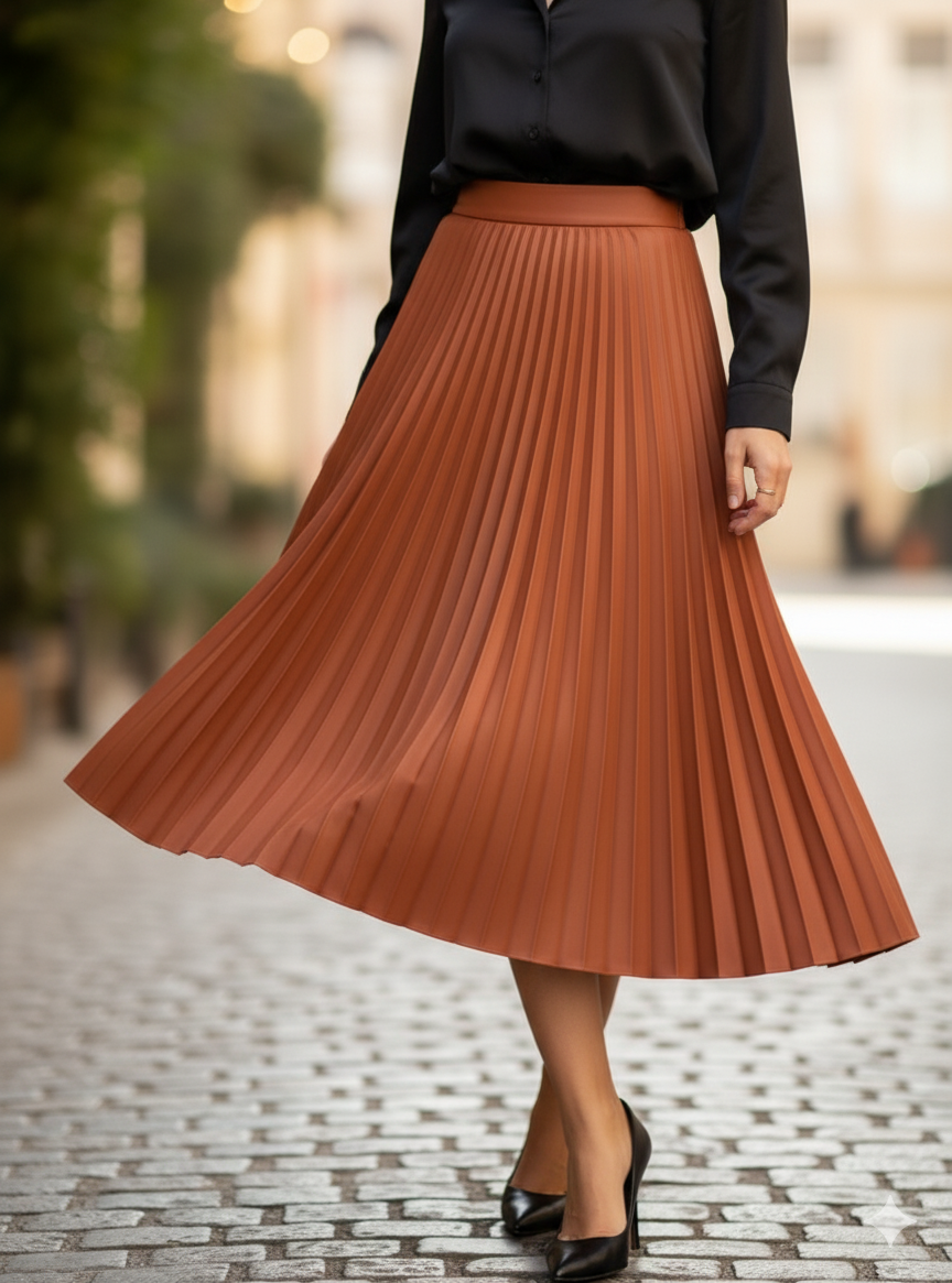 FALDA DE CUERO PLISADA TALLA UNICA