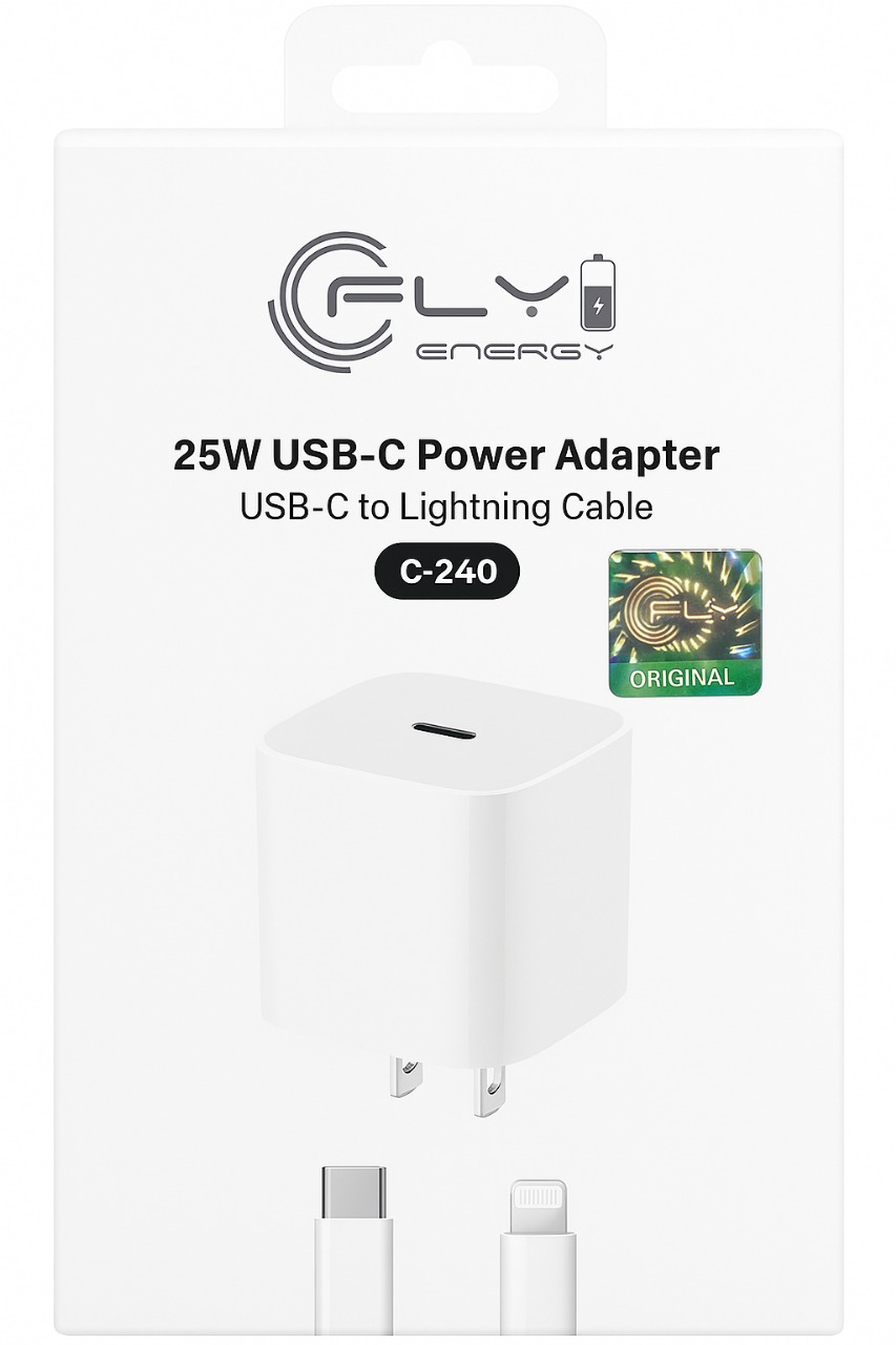 CARGA RAPIDA DE PARED C-240 DE 25 W - CABLE USB-C A APPLE - C-240 - Imagen 1
