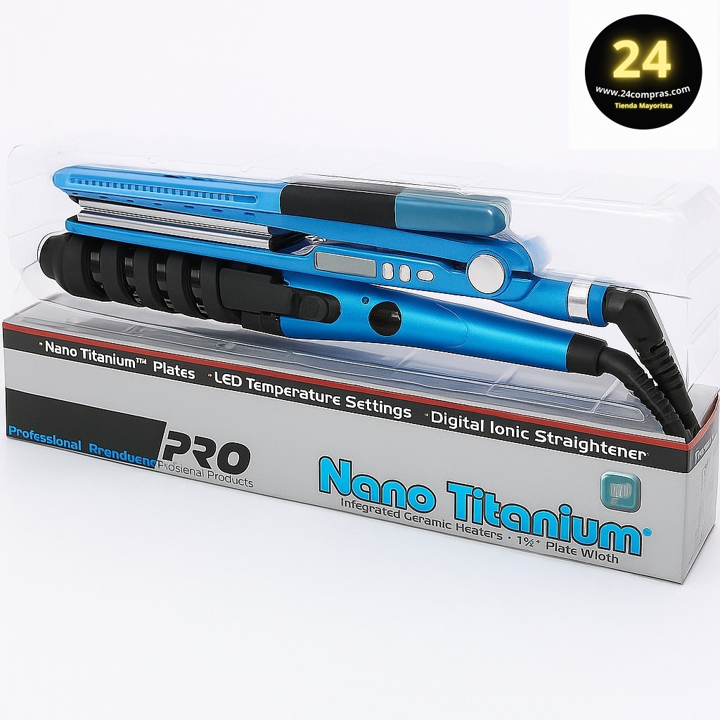 COMBO PLANCHA NANO TITANIUM PRO COMBO PLANCHA +RIZADOR+PEINILLA PARA PLANCHAR  074108141453 - Imagen 1