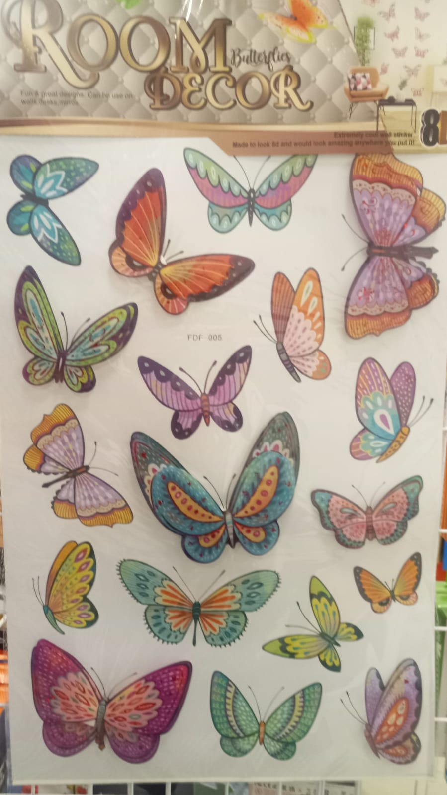 MARIPOSAS ADHESIVOS PARED X 18 - FDF-005  ZJ225454