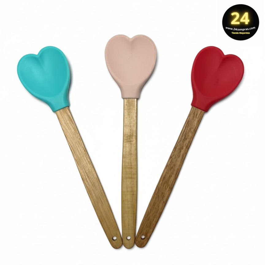 CUCHARA COCINA MADERA CON SILICONA - ZJ224159 - Imagen 2