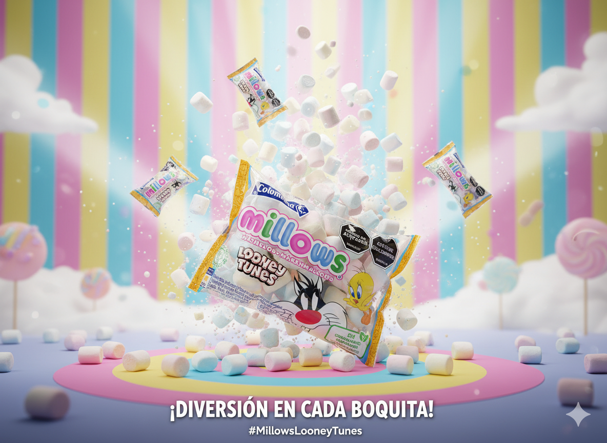 PAQUETICO DE MASMELOS MILLOWS LOONEY TUNES 145GR -7702011155672 - Imagen 1