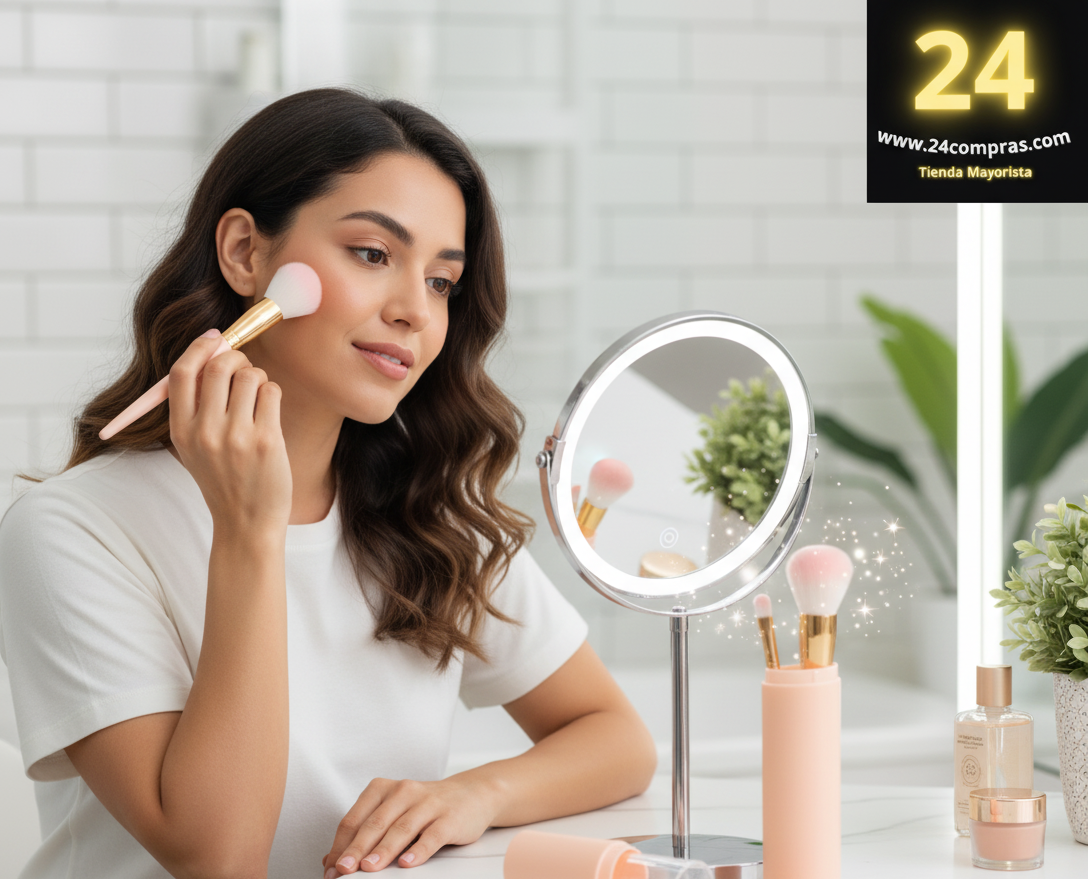 SET DE BROCHAS DE MAQUILLAJE CON ESTUCHE TUBULAR – COLOR DURAZNO ZJ225441 - Imagen 1