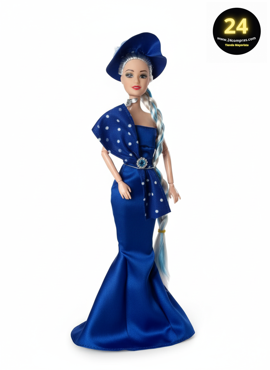 MUÑECA COLECCIÓN VESTIDO DE GALA AZUL O ROJO O LILA -  588F - Imagen 2