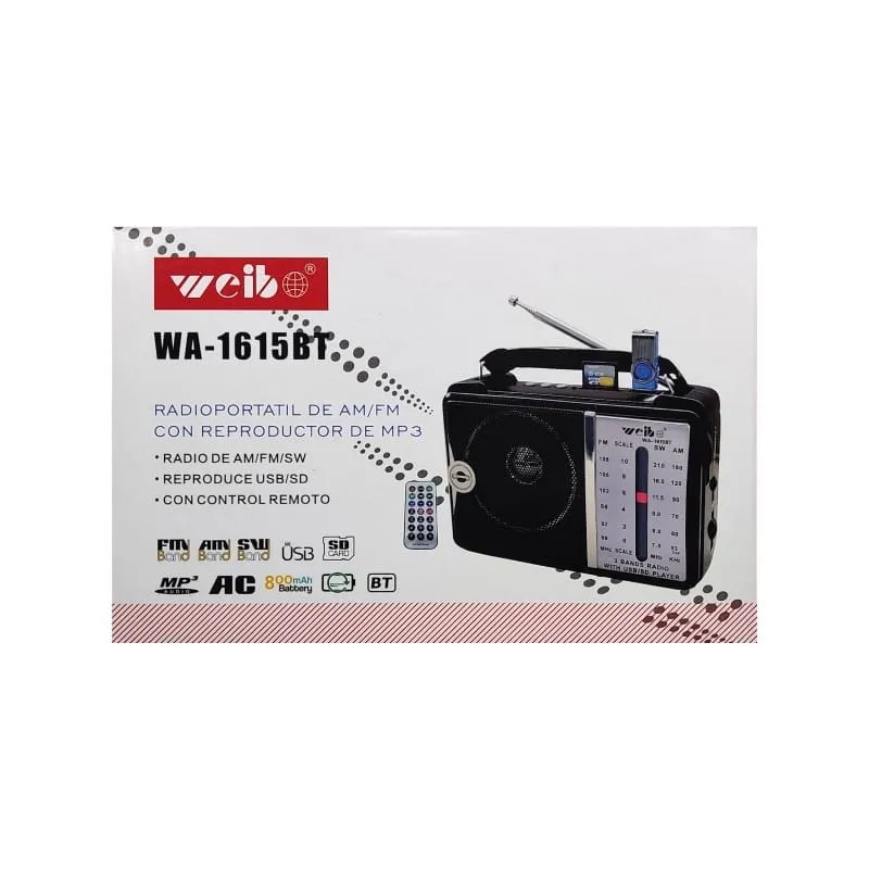 RADIO PORTÁTIL EMERGENCIAS WA-161BT WEIBO WA-1615 - Imagen 2