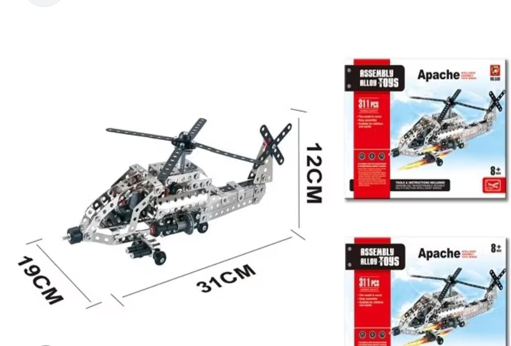 JUGUETE DE ENSAMBLE APACHE 311 PIEZAS METALICAS HELICOPTERO 530 - Imagen 2