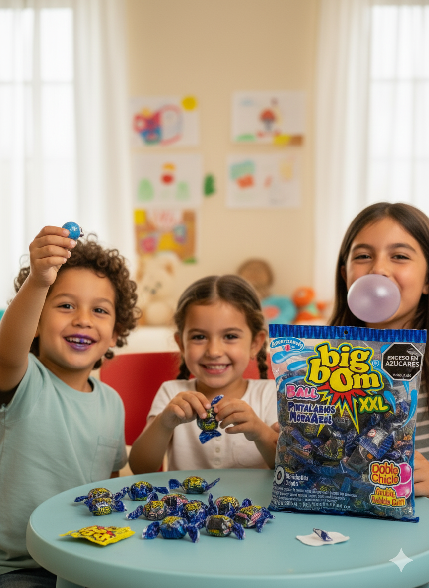 BOLITAS DE CHICLE BINBON XXL PINTA LABIOS MORA AZUL -7707014903558 - Imagen 2