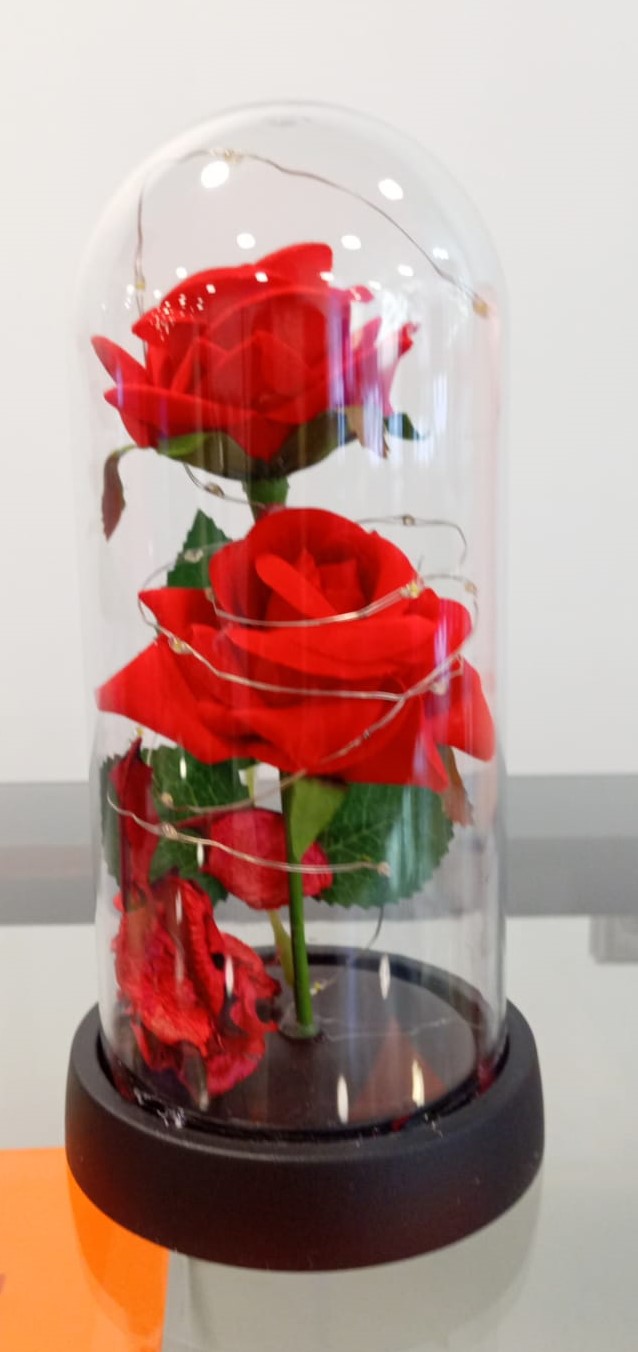 ROSA DOBLE ARTIFICIAL EN CÚPULA LUX LED  10X10X20  -  JBL0070