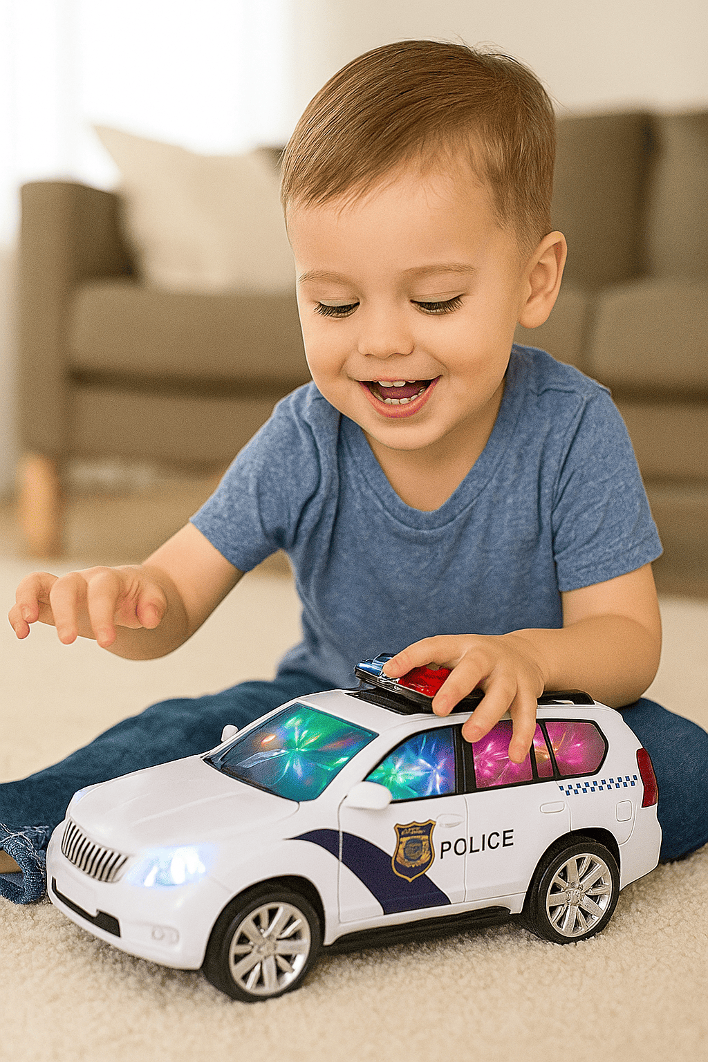 JUGUETE INFANTIL DE CARRO DE POLICÍA CON EFECTOS DE SONIDO DE SIRENA 1188B - Imagen 1