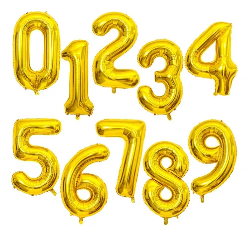 GLOBOS PARA FIESTA DE NUMEROS COLOR PLATA y DORADO ART:FB0001 AL 010 - Imagen 3
