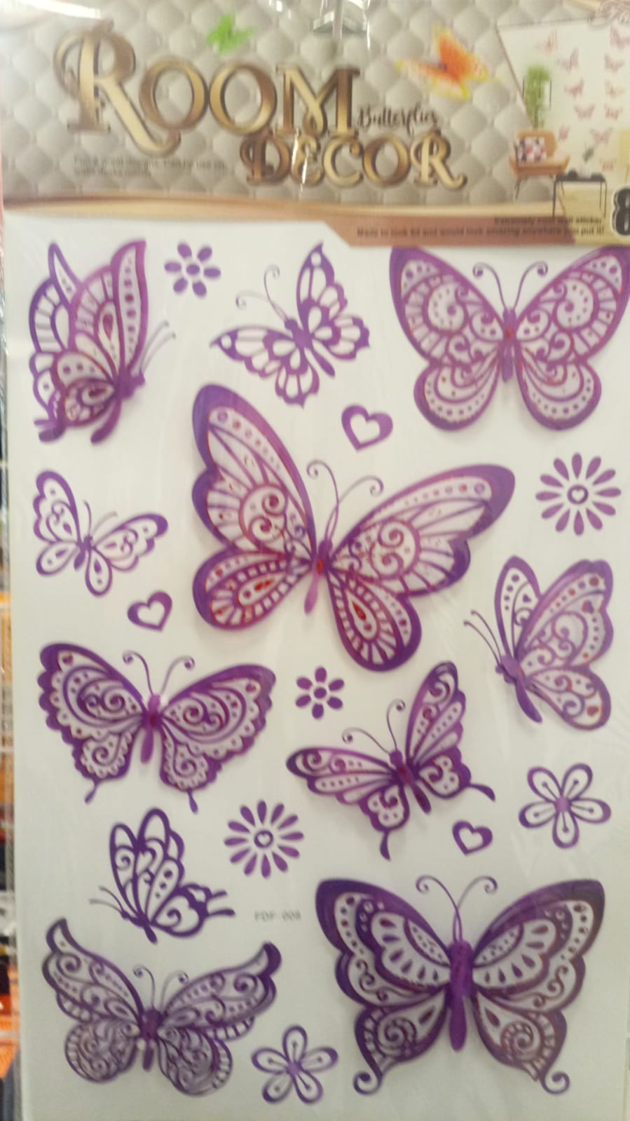 MARIPOSAS ADHESIVOS PARED X11 + 9 ADORNOS - FDF-008  ZJ225454