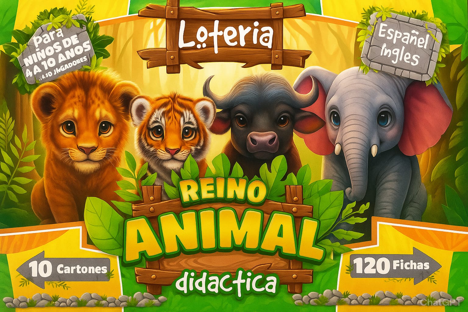 LOTERÍA REINO ANIMAL ESPAÑOL E INGLES 872223577 - Imagen 1