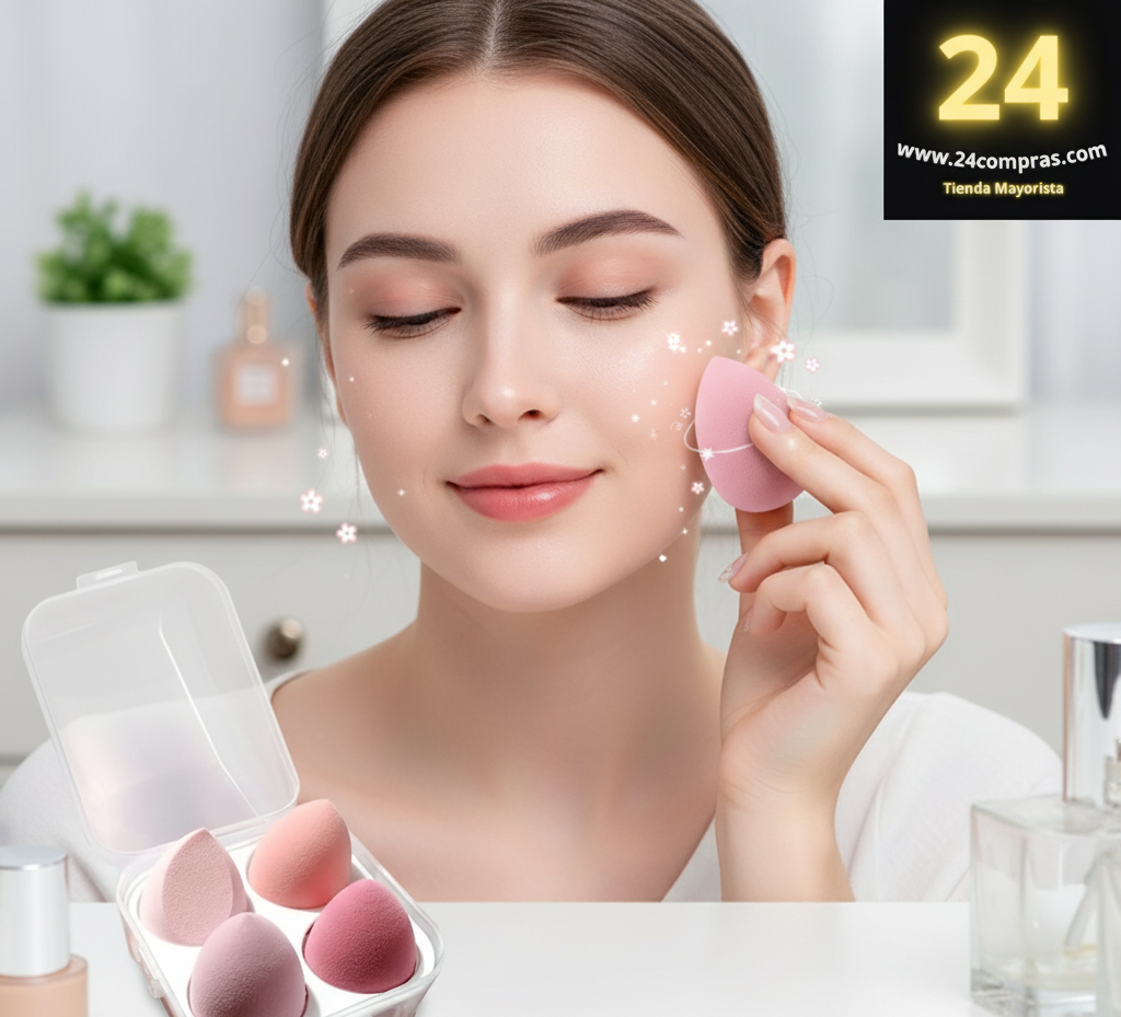 SET DE ESPONJAS DE MAQUILLAJE - 4 BEAUTY BLENDERS CON ESTUCHE ZJ225405 - Imagen 1