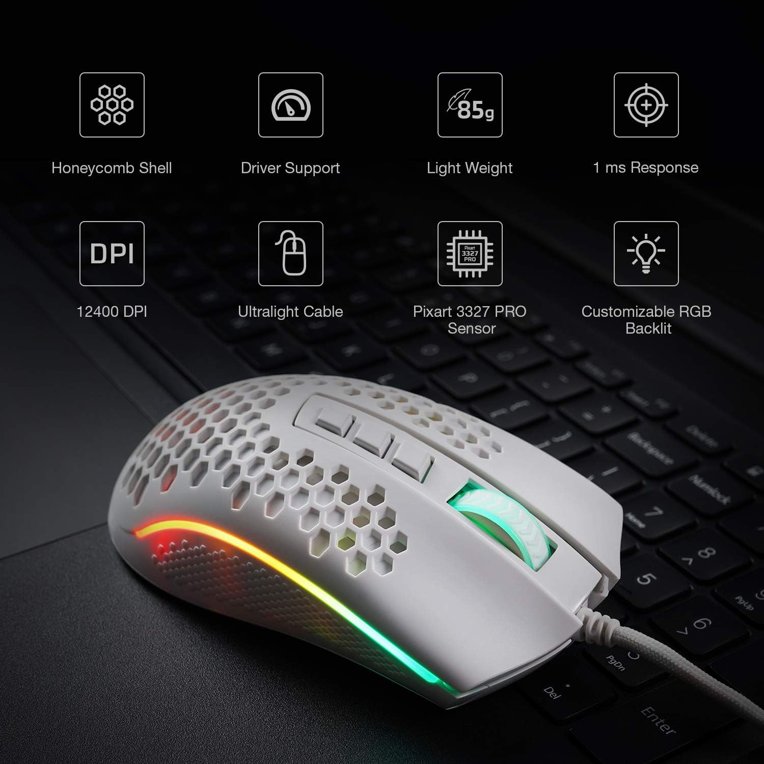 MOUSE GAMER REDRAGON STORM PRO M808W-KS - Imagen 2