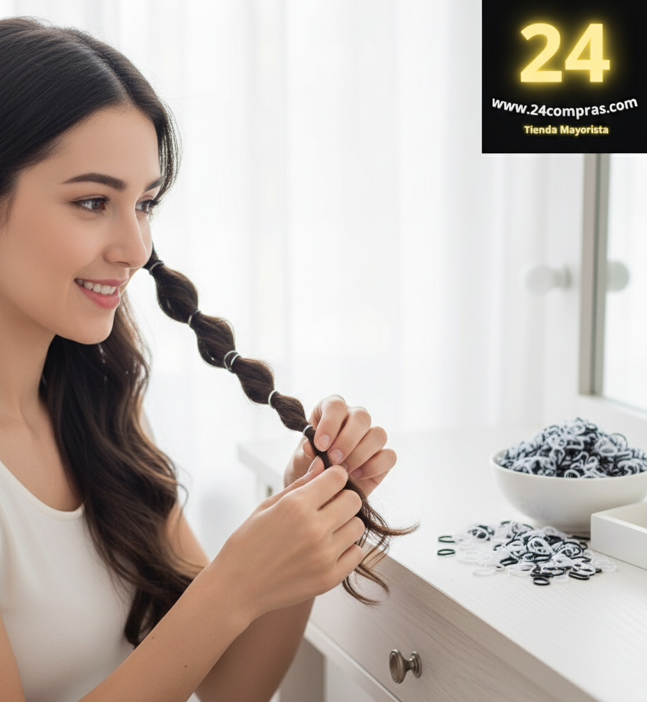 PAQUETE DE LIGAS DESECHABLES PARA EL CABELLO – BLANCO & NEGRO ZJ222094 - Imagen 1