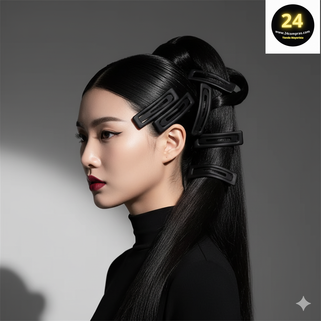 HEBILLAS PARA EL CABELLO EN BLANCO Y NEGRO X 10 UNIDADES - ZJ222106 - Imagen 1