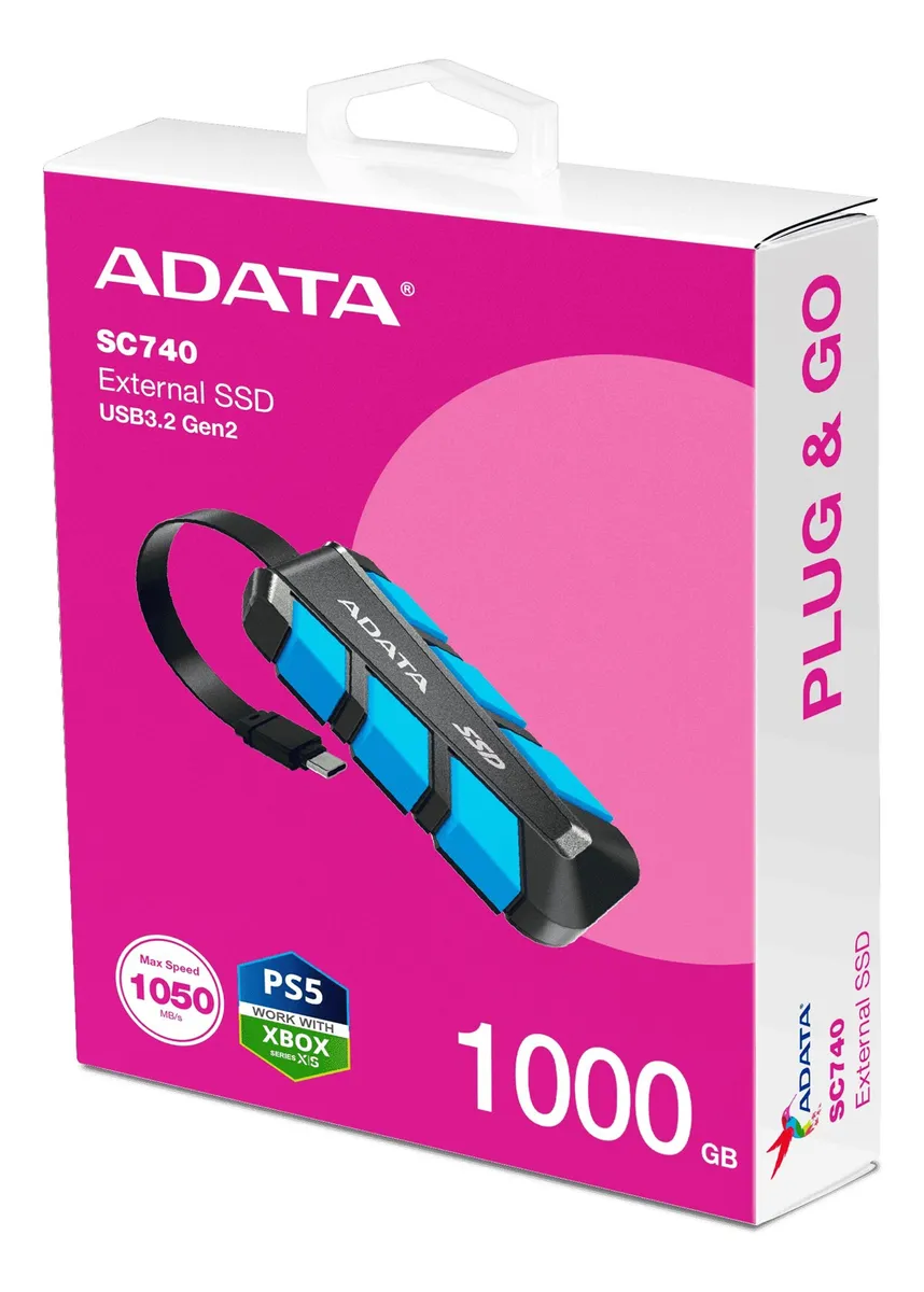 Unidad de estado Solido Externo Adata SC740 USB3.2 Gen2 1000GB - Imagen 1