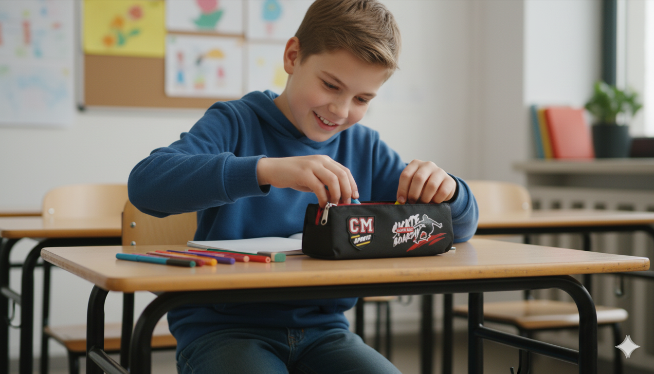 CARTUCHERA ESCOLAR CM DOBLE BOLSILLO REFERENCIA 2243 - Imagen 3