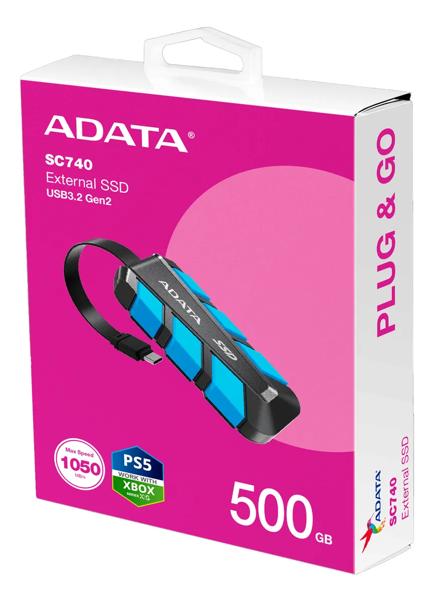 Unidad de estado Solido Externo Adata SC740 USB3.2 Gen2 500GB - Imagen 1