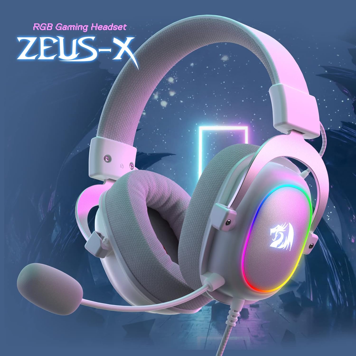 REDRAGON H510W-RGB ZEUS X – AURICULARES GAMERS PREMIUM BLANCO - Imagen 1