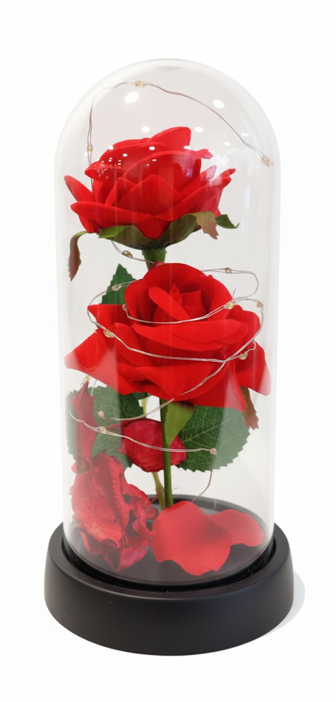 ROSA DOBLE ARTIFICIAL EN CÚPULA LUX LED  10X10X20  -  JBL0070