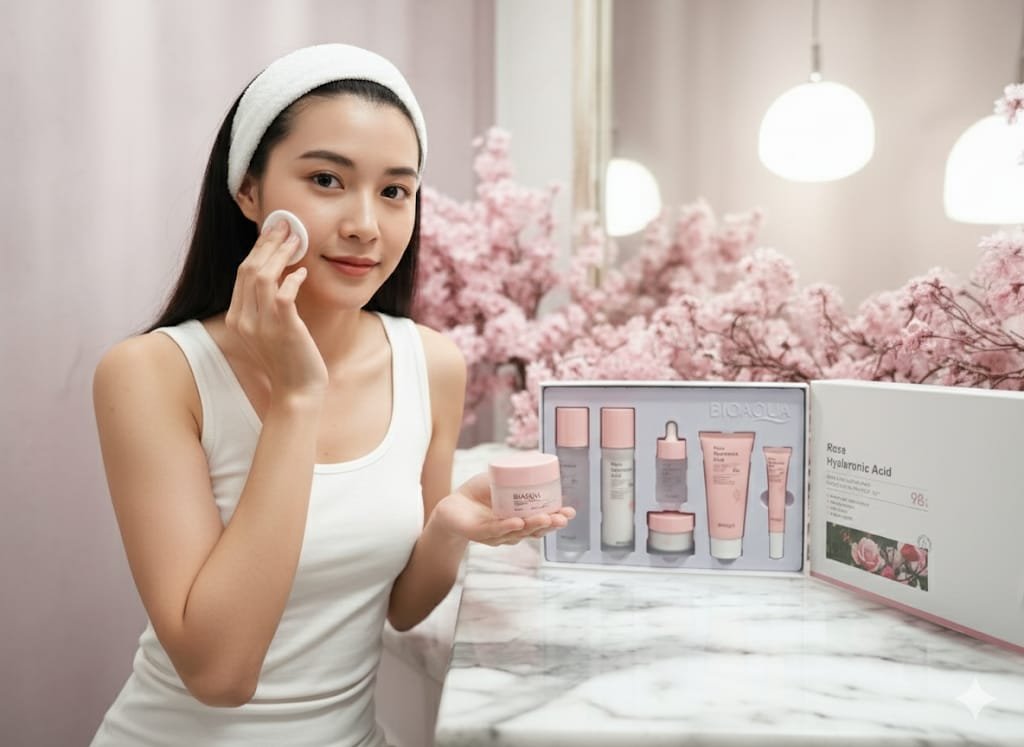 KIT ACIDO HIALURONICO ROSAS BIOAQUA - Imagen 2