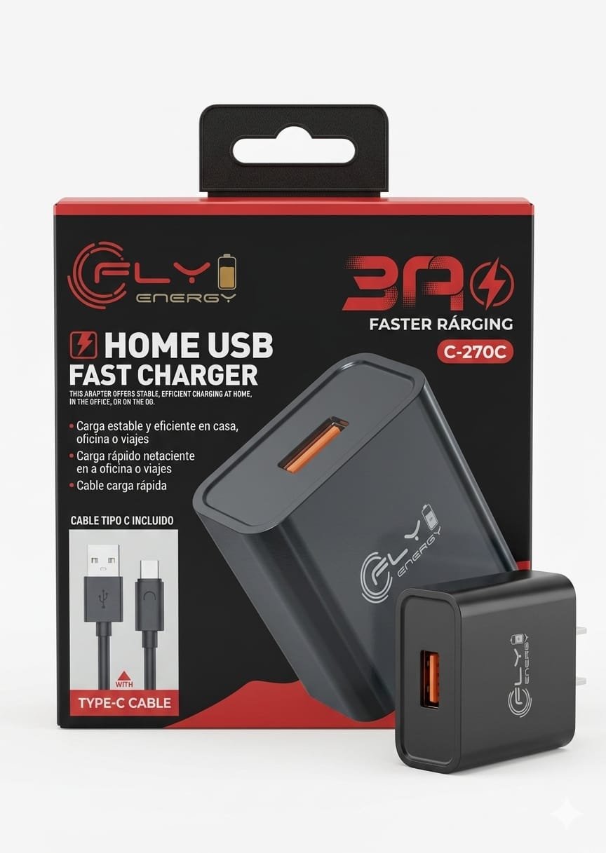 CARGADOR RÁPIDO GLY ENERGY C-270C 30W CON CABLE TYPE-C