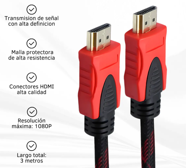 CABLE HDMI 1080P 3METROS ALTA FIDELIDAD - Imagen 3