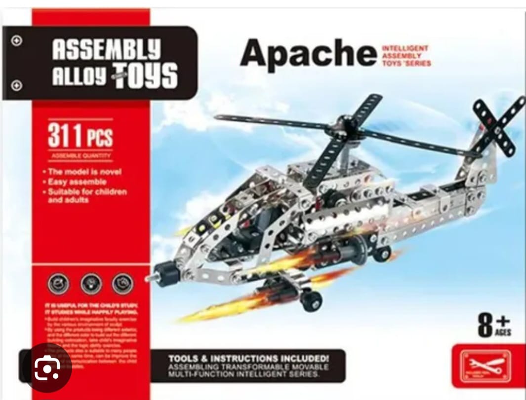 JUGUETE DE ENSAMBLE APACHE 311 PIEZAS METALICAS HELICOPTERO 530 - Imagen 1